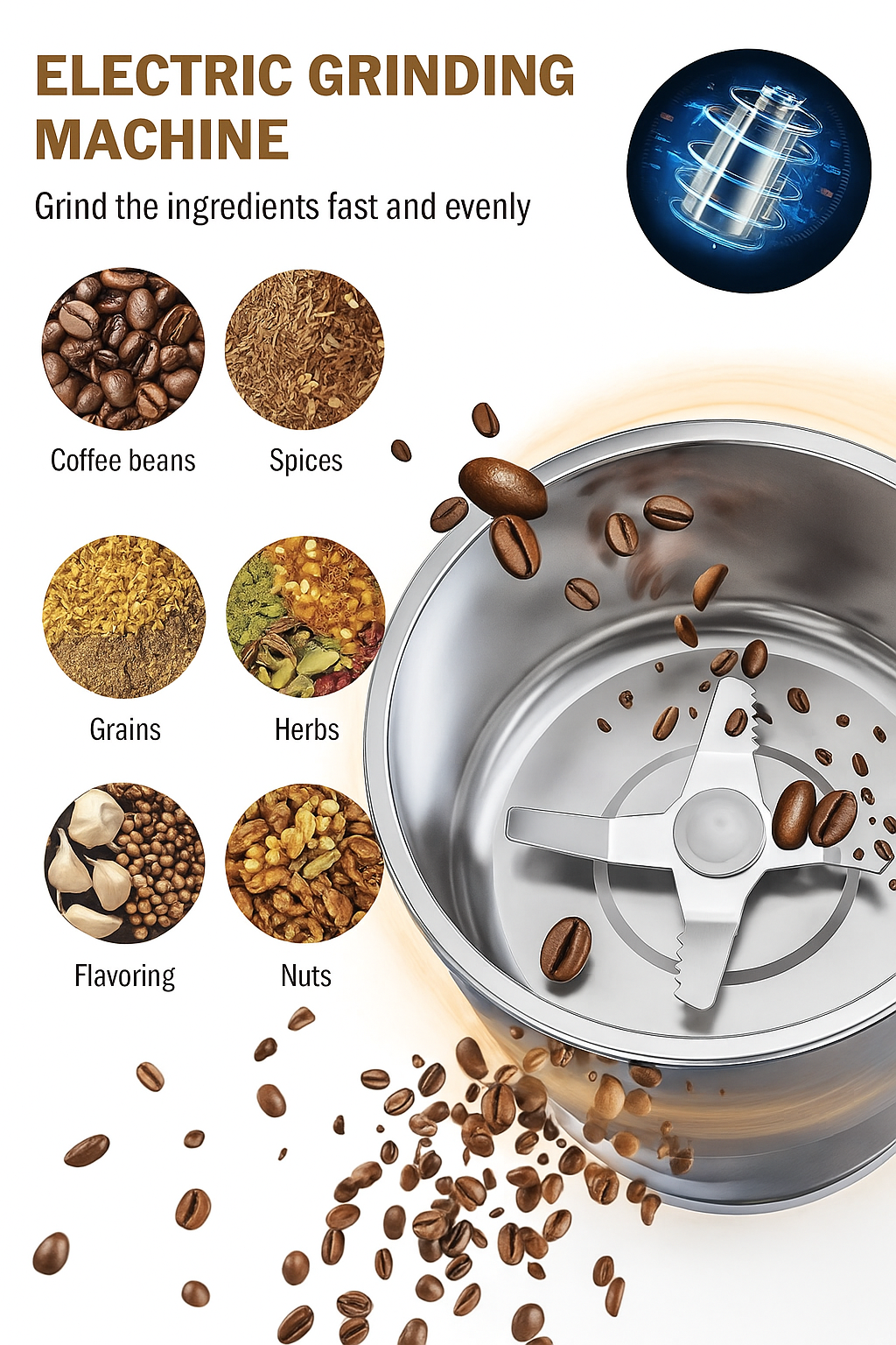 Electric spice & coffee Bean Grinder ,200W stainless steel mixer Grinder rinder