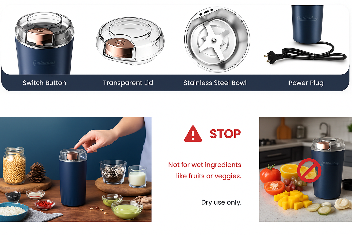 Electric spice & coffee Bean Grinder ,200W stainless steel mixer Grinder rinder